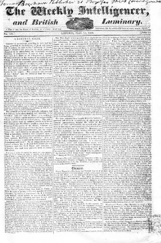 cover page of British Luminary published on May 13, 1821